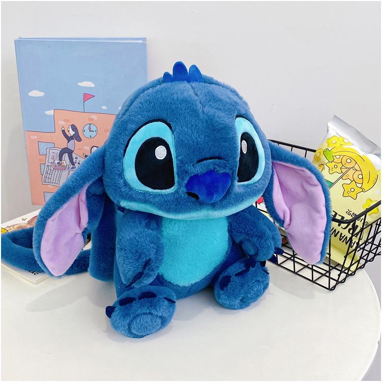 2025 Cute Cartoon Stitch Fluffy Doll Crossbody Backpack for Girls