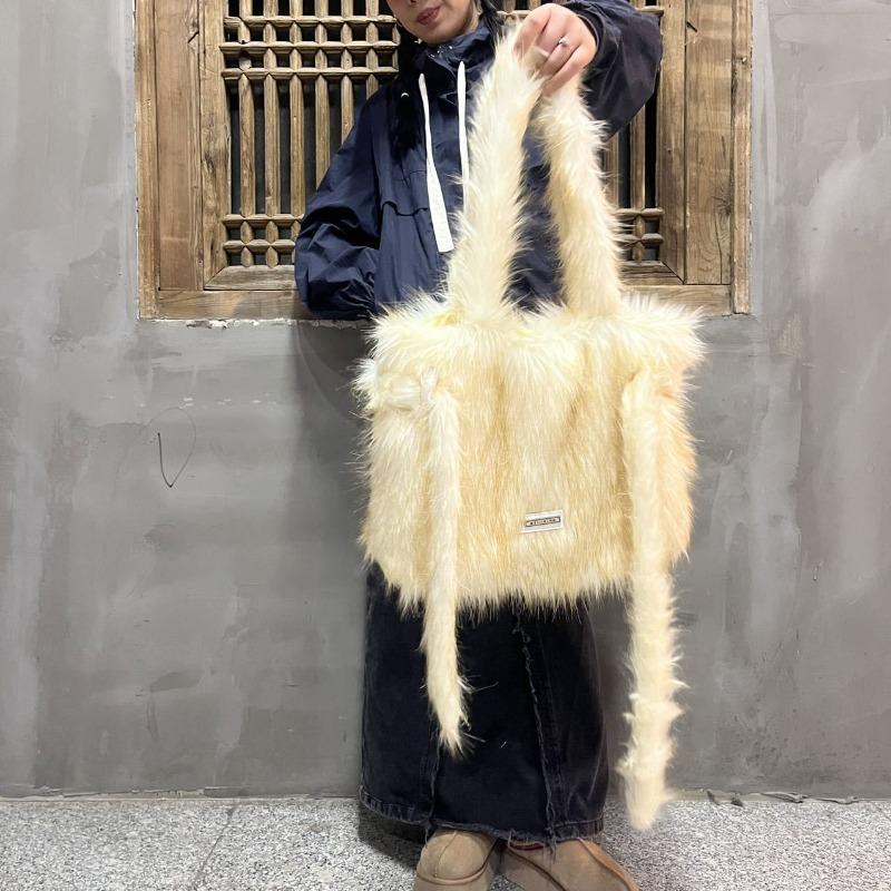 

Плюшевая сумка-тоут новая большая сумка на плечо модный нишевый дизайн модная универсальная сумочка жёлтый