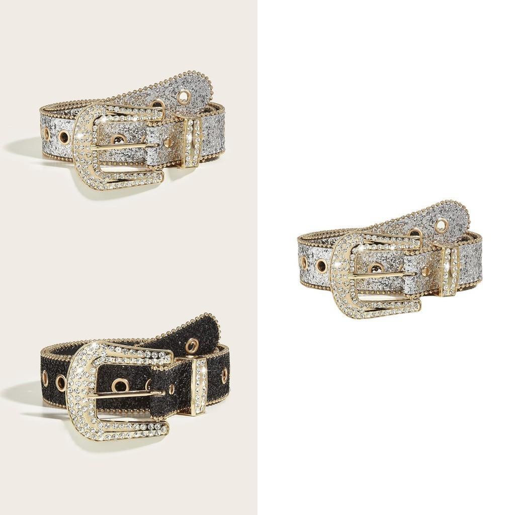 Women's Gold Shiny Waist Belt With Water Drill Decoration Ins Style