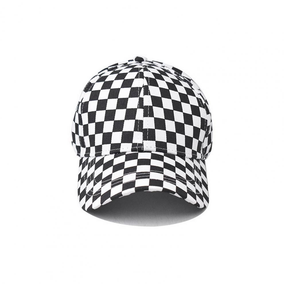 Unisex Baseball Hat Plaid Print Color Matching Long Brim Adjustable Ponytail Hole Anti UV Sun Outdoor Sport Peaked Ca