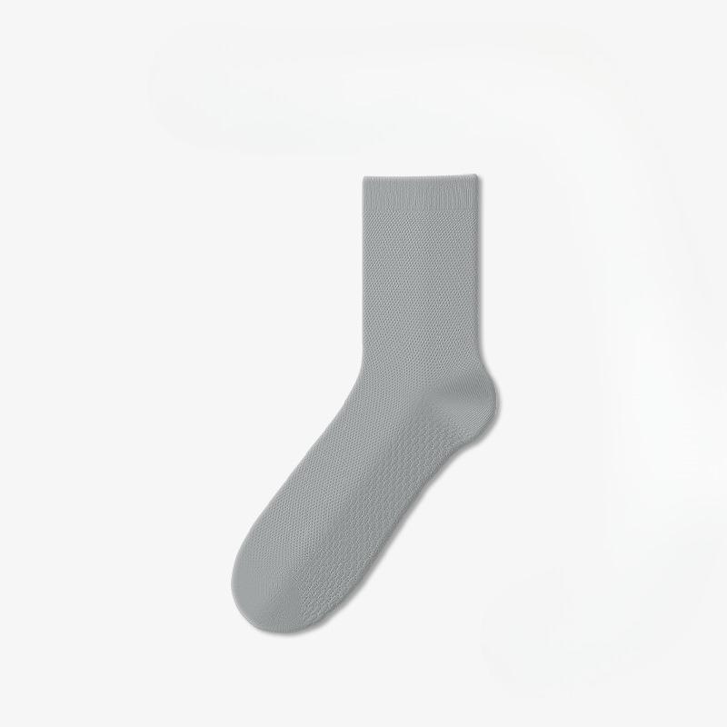 Men's Summer Lightweight Odor-resistant and Sweat-absorbing Mid-calf Socks with Mesh Ventilation, Cushioning Sole, and No Bones