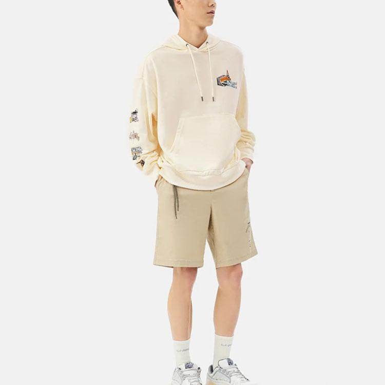Li-Ning Skateboard Series Funny Pattern Printing Loose Pullover Hoodie 'Creamy White' Men's AWDS177-3