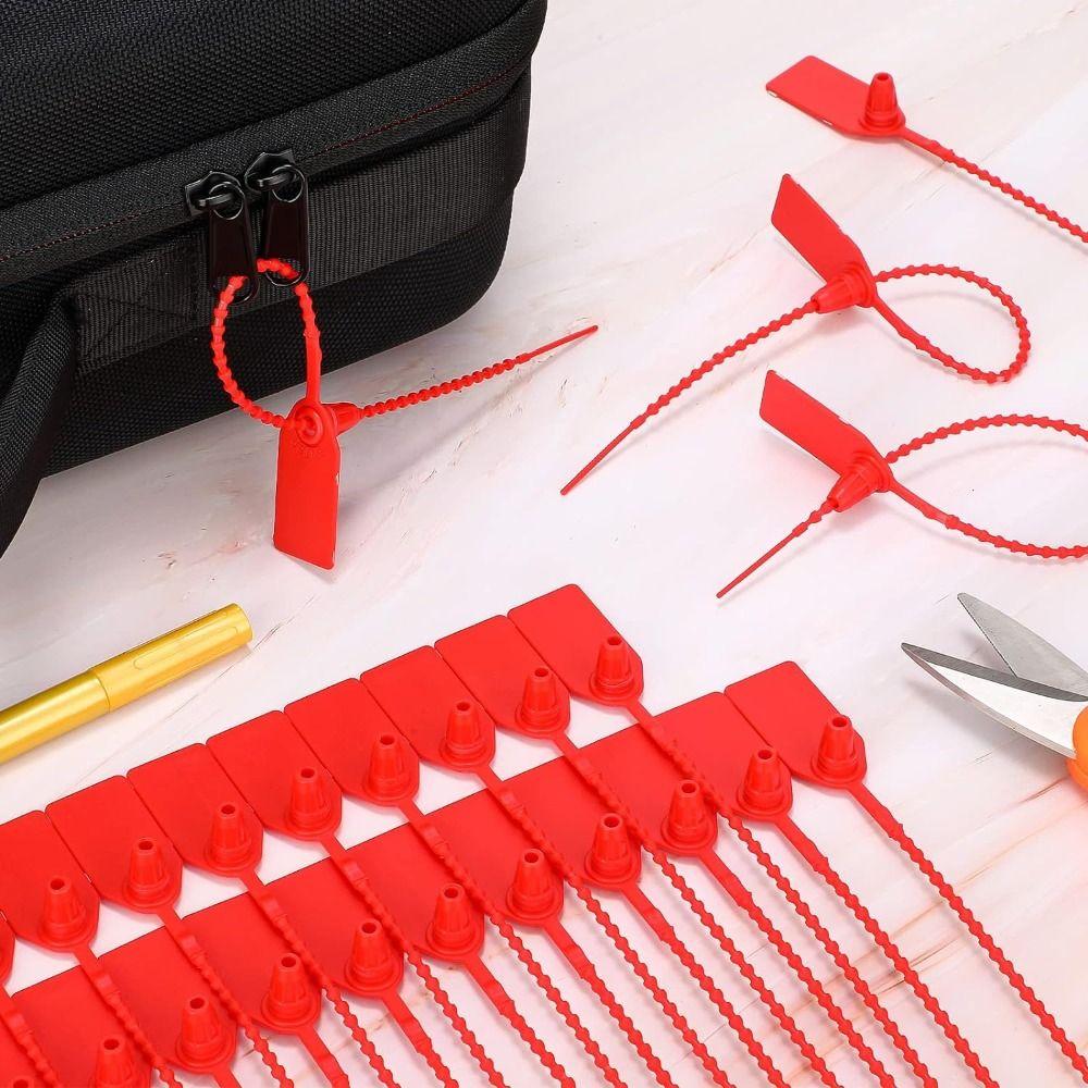 100pcs Red Tamper Seals 250mm Pull Tite Security Tags  Anti Demolition and Anti-theft