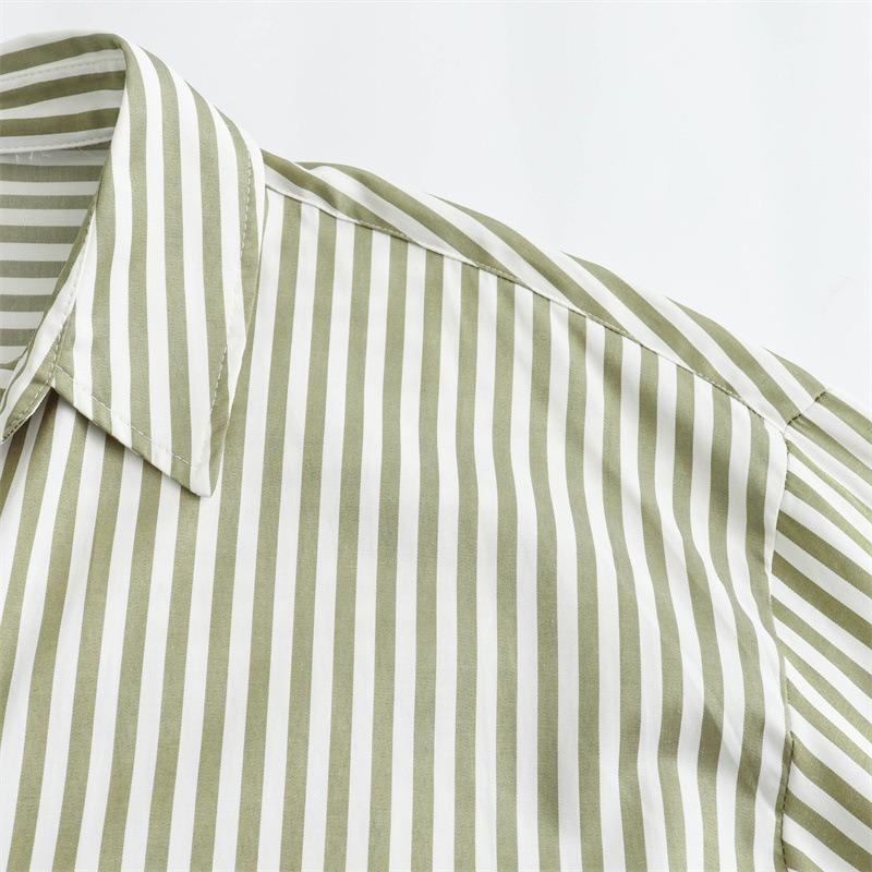 Women S Loose Fit Long Sleeve Collared Striped Casual Shirt