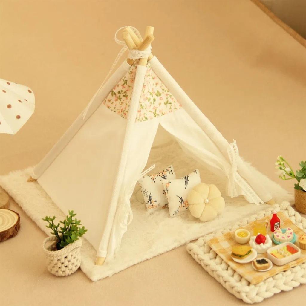 1/12 Scale Doll House Camping Tent Cotton Fabric Miniature Playtent Scene Accessory With Realistic Design Doll Decoration