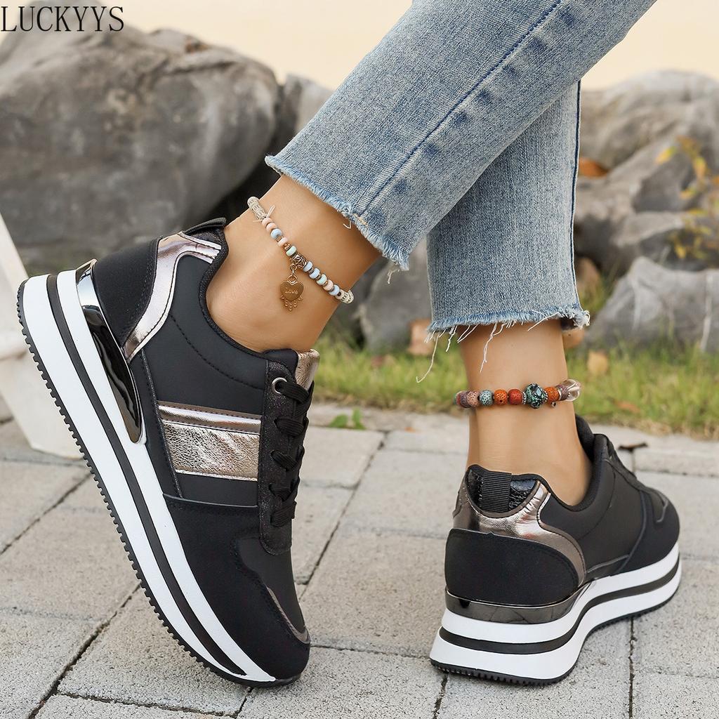 Fashion New Women Sneakers Platform Shoes Leather Patchwork Casual Sport Shoes Ladies Outdoor Running Vulcanized Shoes Zapatillas Mujer