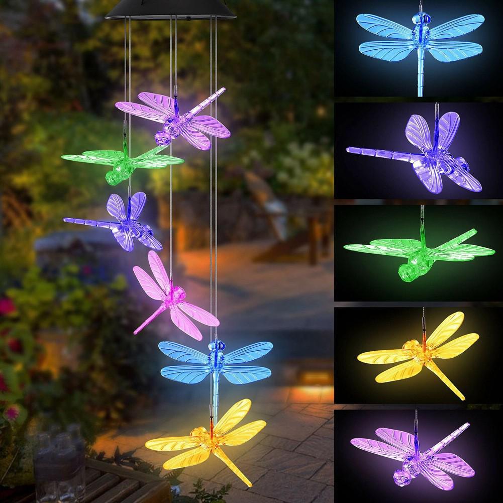Solar-LED Kolibri Windspiel: Siebenfarbiger Gradient Dekoratives Außenlicht