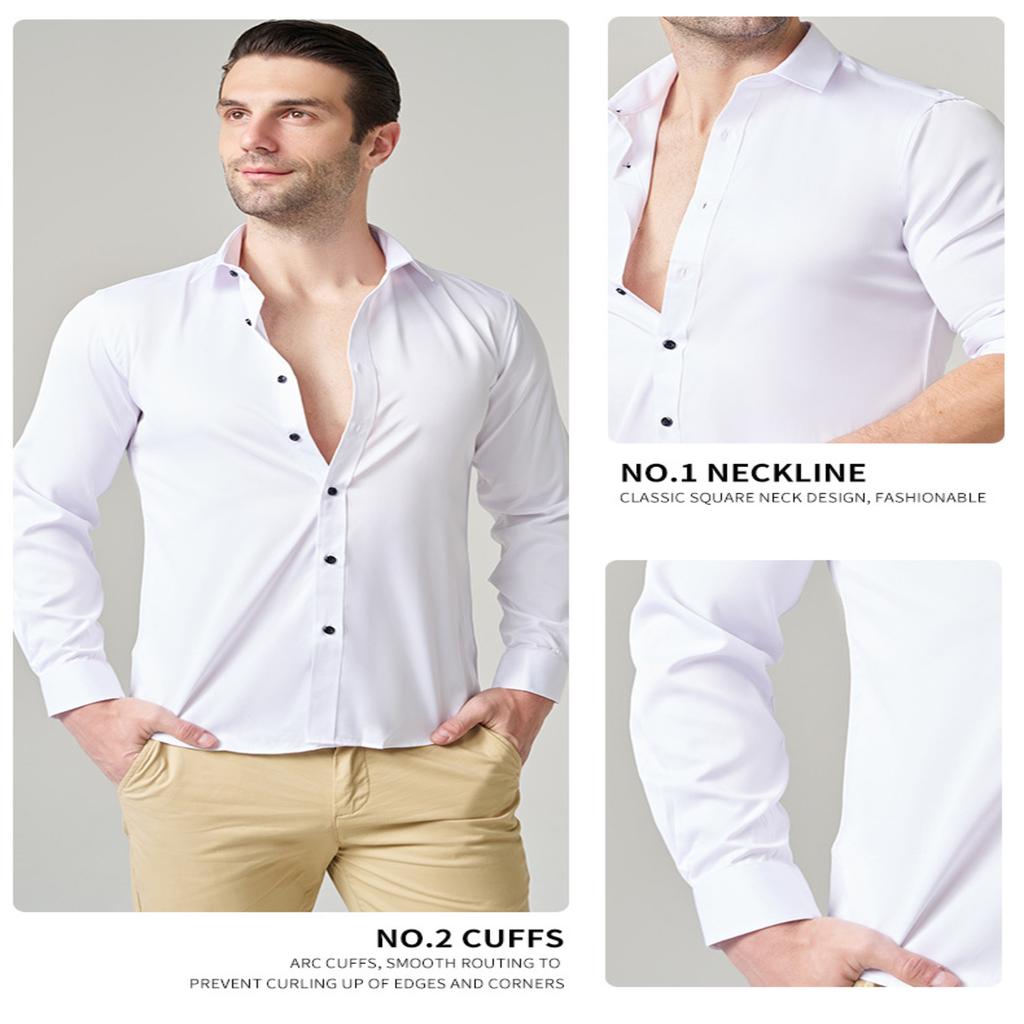 Men's Slim Fit Elastic Shirt, Business Thin Shirt
