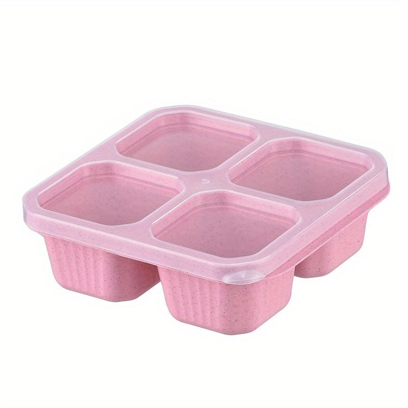 3pcs Bento Snack Boxes with Lid 4-Compartment Reusable No BPA Lunch Box Durable Meal Prep Containers for School Work Travel