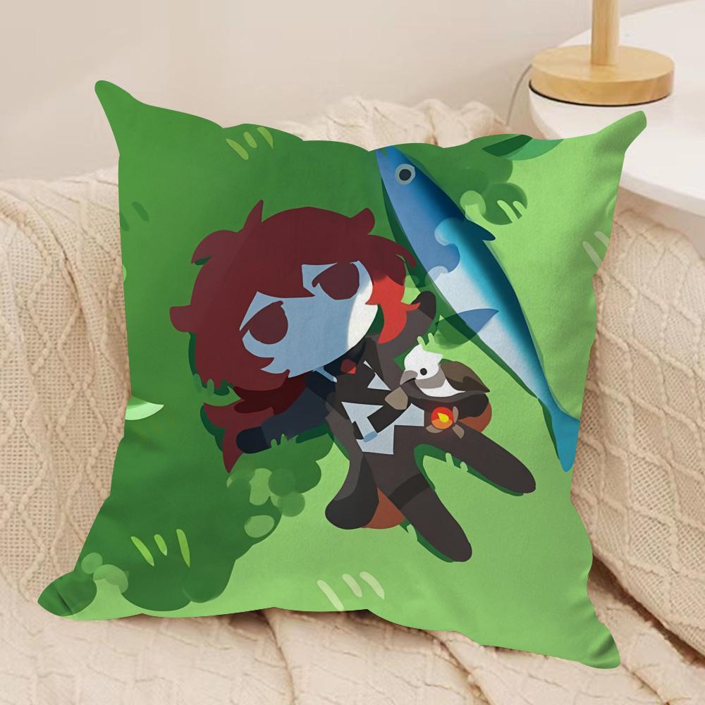 Diluc Cute Cute Genshin Impact Cushion Cover Silky Short Plush Invisible Zipper Dustproof Sofa Pillow Case For Home Decor