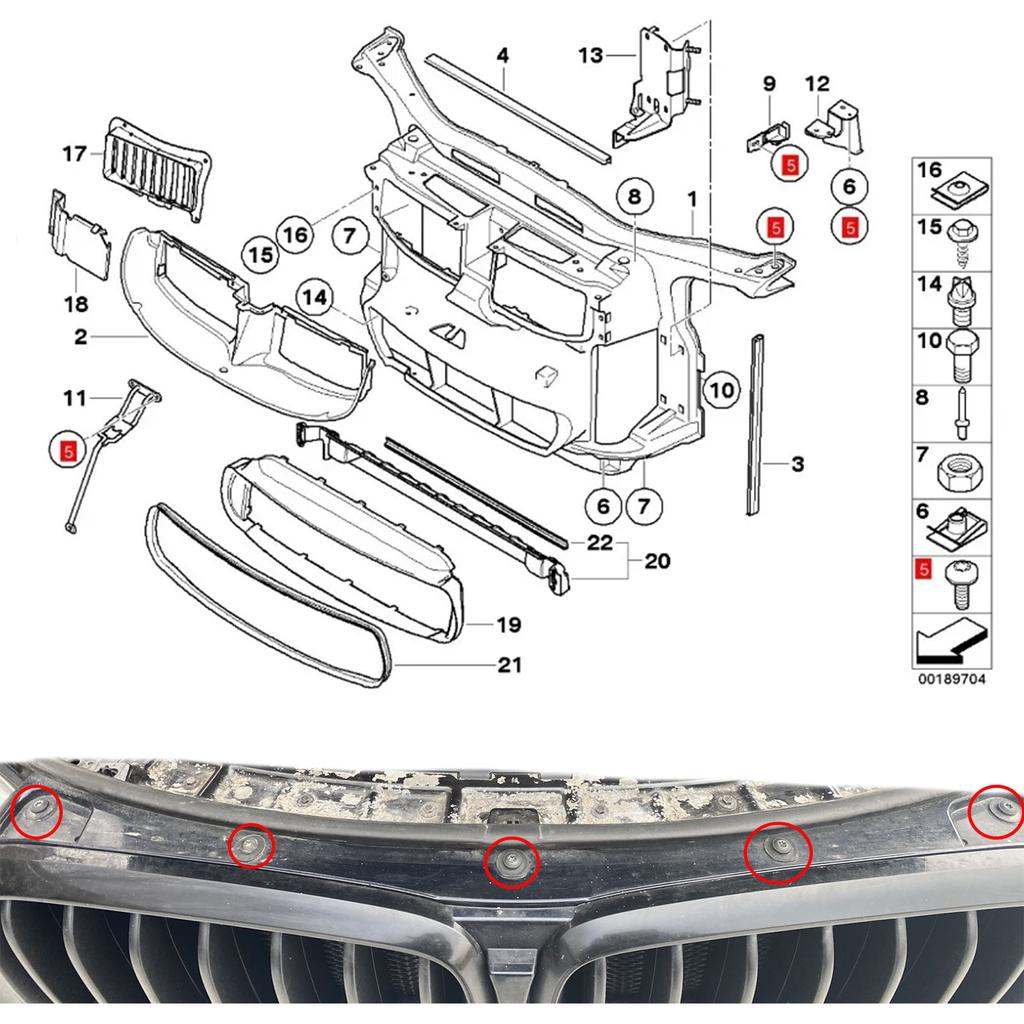 07146959923, 41618172499, 41610151433 For BMW 1 3 5 6 Series Headlight Mounting Bolt Screw Torx-Head Bolt/Screw