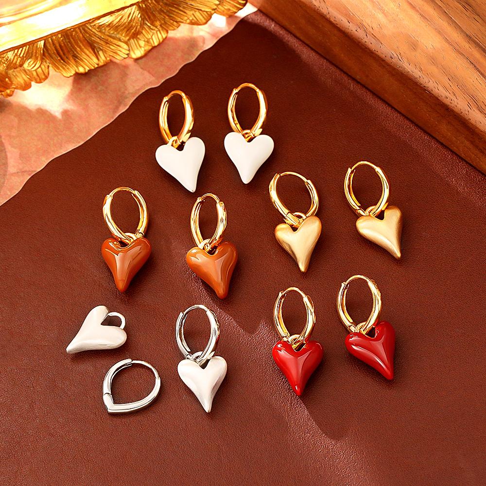 Romantic Heart Dangle Drop Earrings Vintage Aesthetic Detachable Earrings Luxury Chic Autumn Winter Jewelry Gift for Women