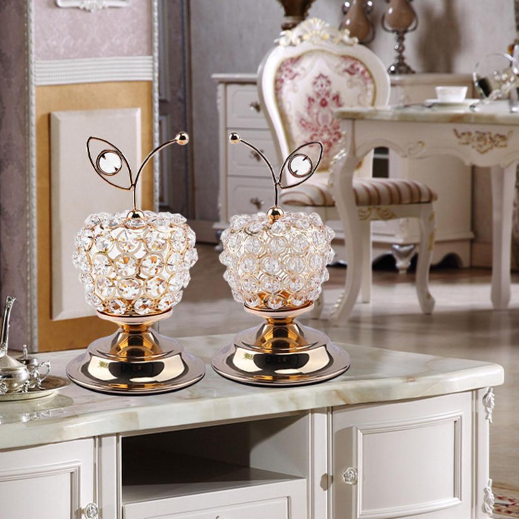 Beads Apples Modern Table Centerpiece Decor Artificial Fruit Figurine Statue Crystal Ornament for