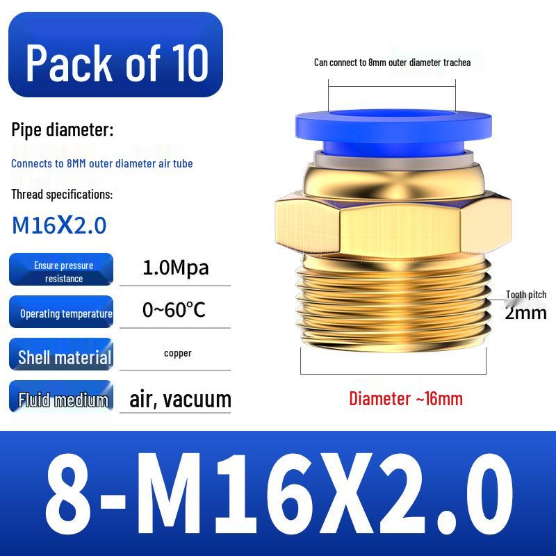 Pneumatic Quick Coupler: 4/6/8mm PC Male Air Hose Connector, Metric Coarse Thread M5/M6/02