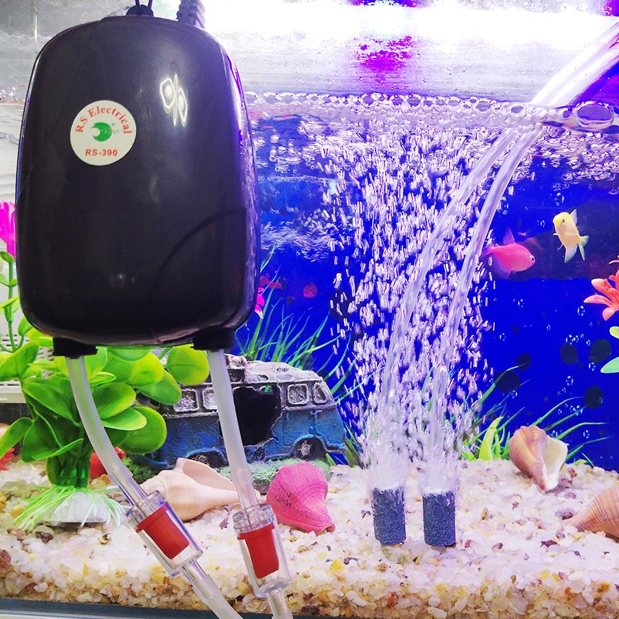 1Set Aquarium Air Pump Fish Tank Mini Compressor Single Double Outlet with Check Valve Tube Aquatic Accessories 220V 3W 5W