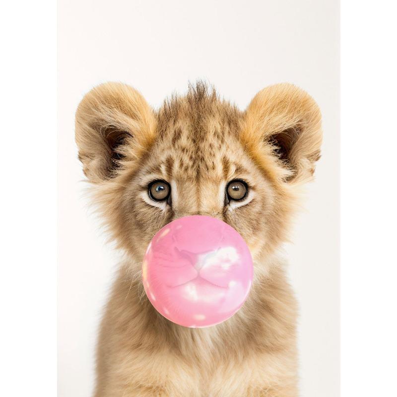 

Малыш Зебра Кролик Олень Зебра Енот с Розовой Жевательной Резинкой Постер Детеныши Животных Детская Настенное Искусство Холст Картина Принт Настенный Декор Мурал 21cm×30cm NoFrame