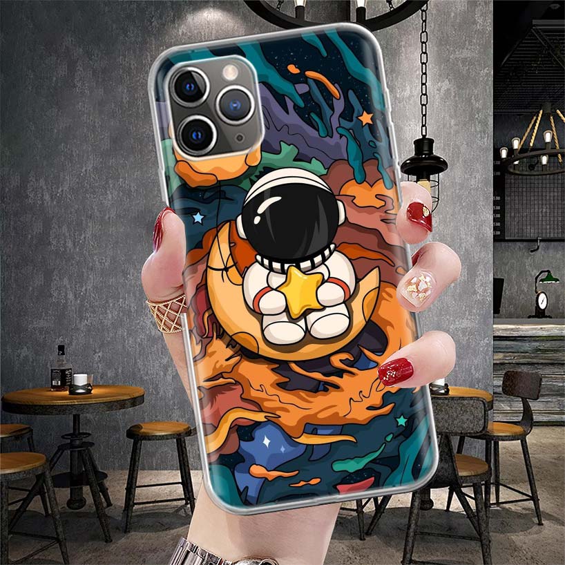 Cartoon Planet Astronaut Star Rocket Soft Phone Case For IPhone 11 17 Air 16E 16 Pro Max 15 + 14 Plus 13 Mini 12 Apple 7 SE 8 Fu