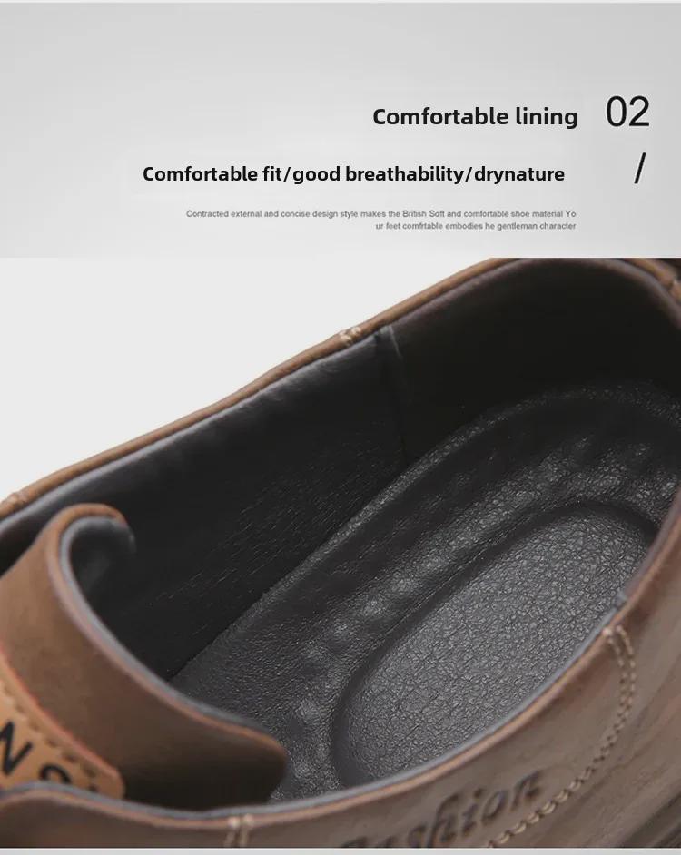 Men's Black Leather Thick-Soled Derby Shoes: Casual, Wedding, and Workwear Martin Boots.