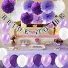 Purple Bridal Shower Decorations Kit-Bride To Be Banner White Lavender Purple Tissue Flower Pom Poms Paper Lanterns Latex Balloons for Purple