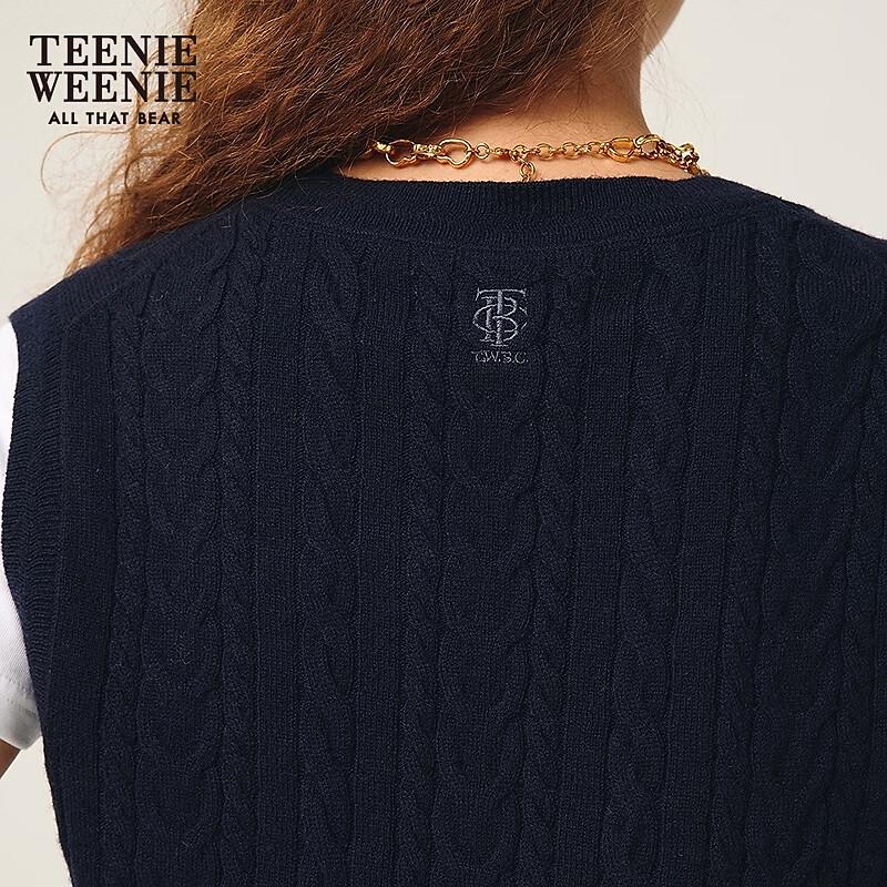 Teenie Weenie Women's Preppy Cable Knit V-Neck Sleeveless Vest