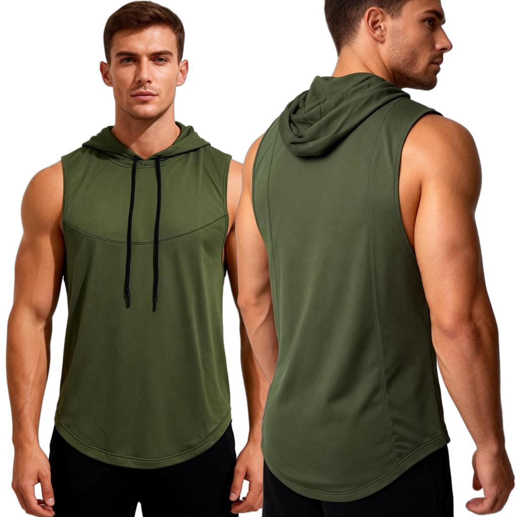 Hooded Muscle Tank Top for Men Athletic Basketball Vest Breathable Gym Fitness Sleeveless Shirt