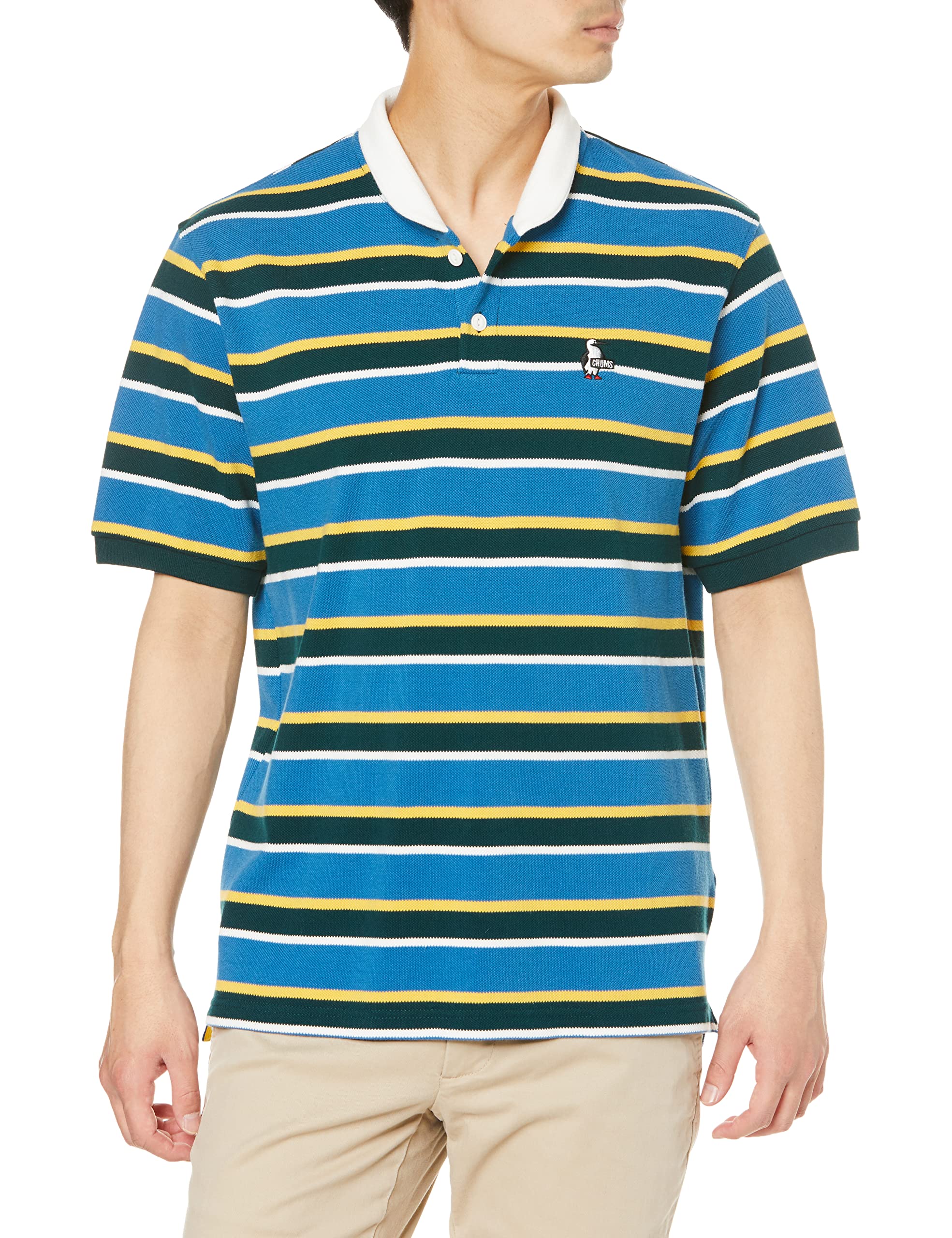 

Polo Shirt Booby Border Shawl Polo Shirt Blue S [Chums] Men s синій