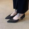 Fashion 2025 New Women's Mid Heels New Style Top Layer Sheepskin Hollow Out Design Leather Shoes Comfortable Soft Rubber Sole