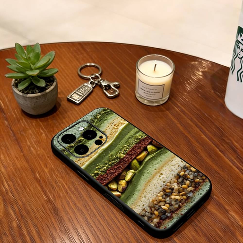 Cake filling pattern Phone Case Soft Silicone black For IPhone 17 16 15 14 13 12 11 X XR Plus Pro Max Plus