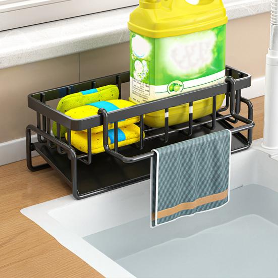 Drain Kitchen Soap Sponge Organizer Large Rack Holder Sink Caddy