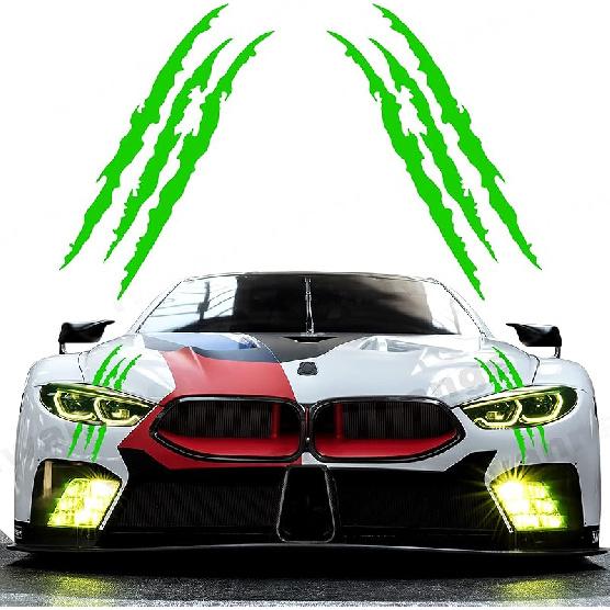 2Pcs Monster Claw Marks Headlight Car Sticker Stripes Scratch Decal Vinyl For Sports Cars SUV Pickup Truck Window Motorcycles Ect(Black)