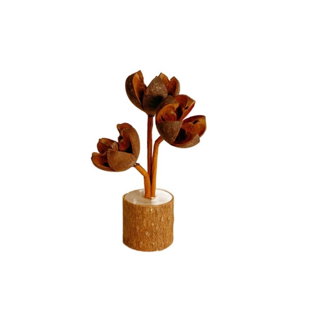 Natural Pinecone Tabletop Pine Cone Ornament Handcrafted Wood Base Holiday Pine Cone Accessories DIY Decoration