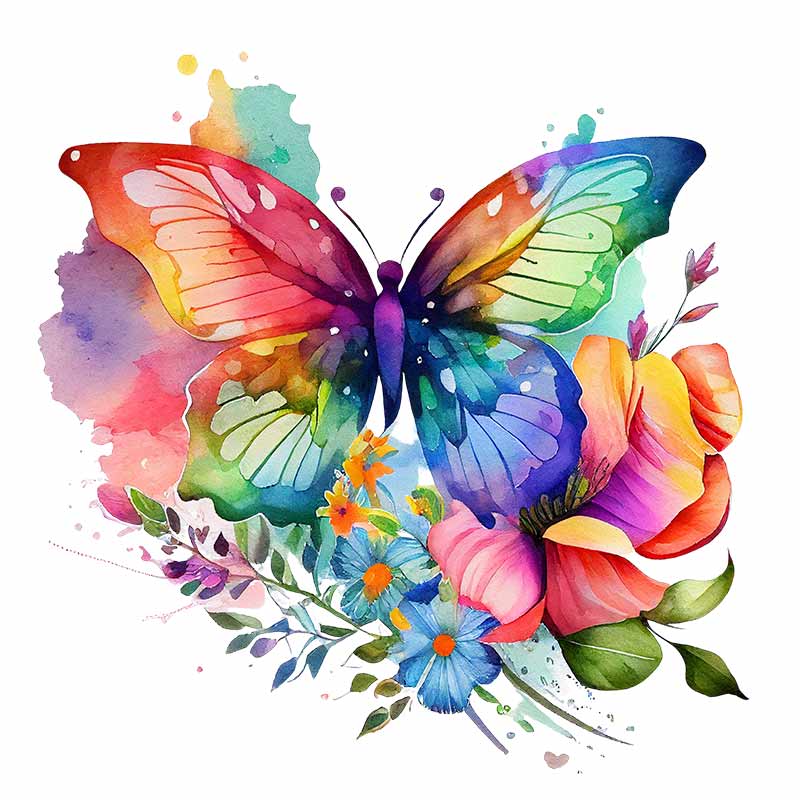 Colorful Butterflies And Flowers Wall Sticker Bathroom Toilet Decor Decals Living Room Cabinet Home Decoration Transparent Waterproof Decals M760