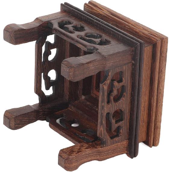 Health Gear Wood Display Stand Base Small Tabletop Teapot Display Stand, Wood Carved Pedestal Oriental Home Decoration for Vase Flower Pots Teapot
