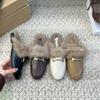 Fashion SUOJIALUN 2025 Winter New Women Fur Slipper Fashion Round Toe Slip On Mules Shoes Soft Flat Heel Outdoor Casual Furry Slides Sho