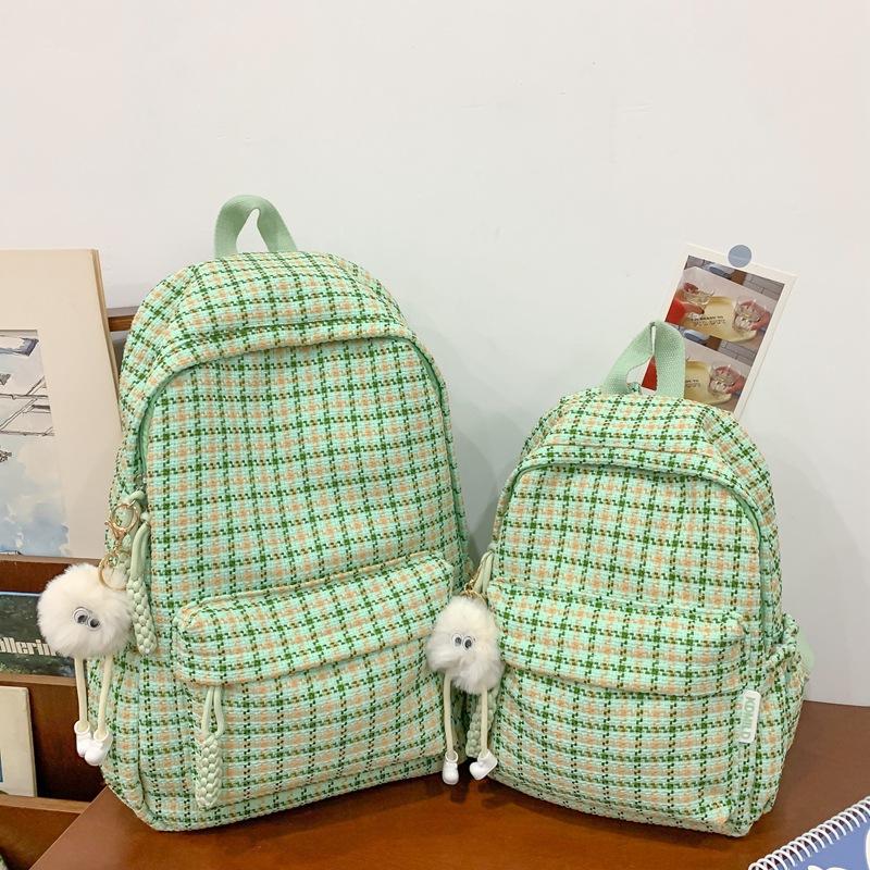 Schoolbag, College Student Backpack, High School Girl High School Girl, Stylish Korean Style Plaid Travel Backpack, Middle School Student Large 