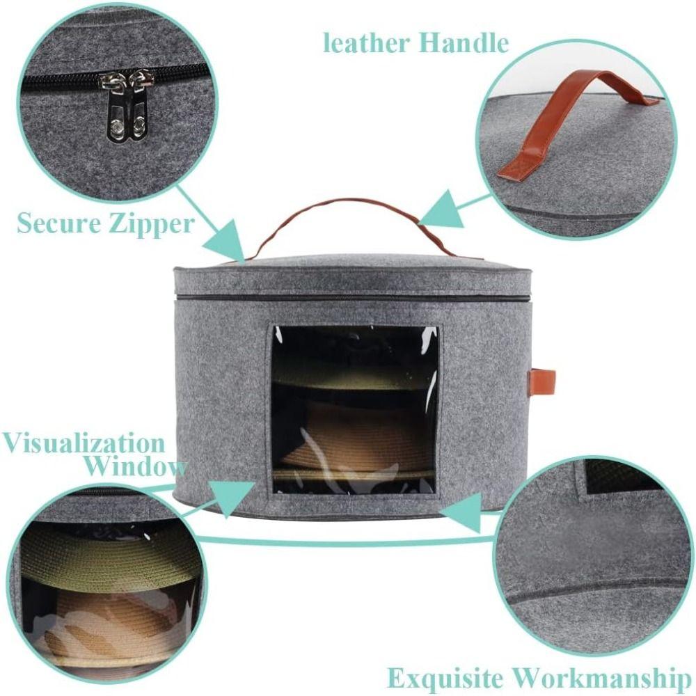 Window Hat Storage Box Dustproof Clothes Storage Bin Round Cowboy Hat Container  Travel