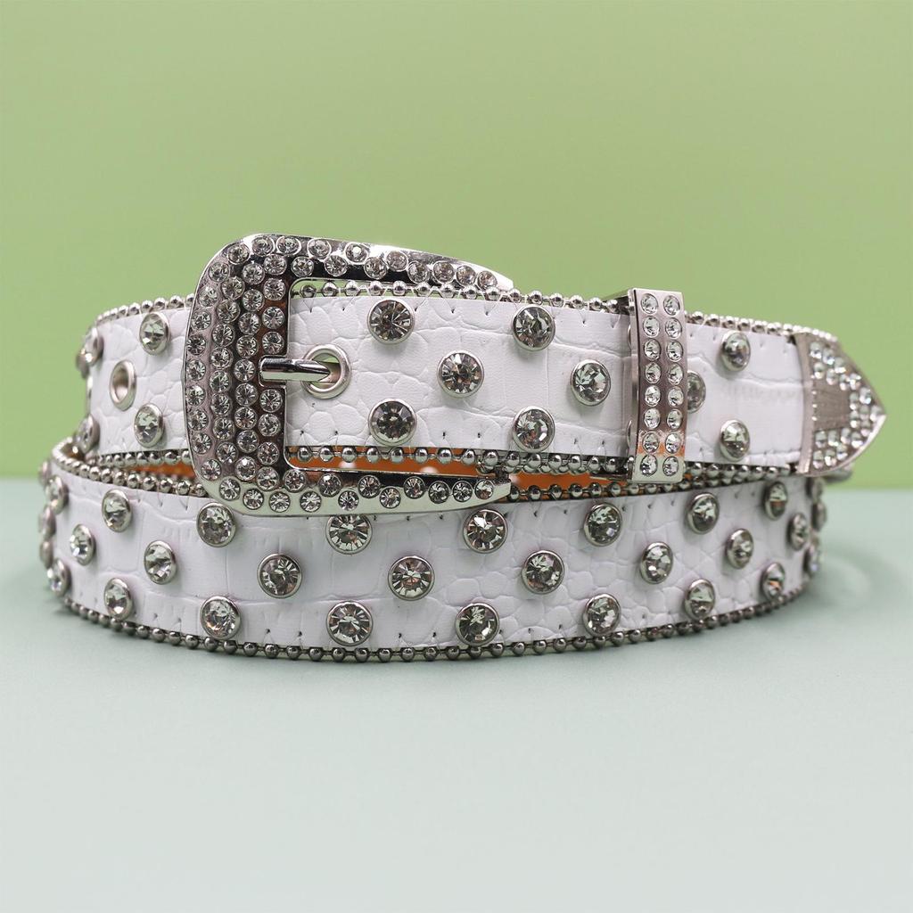 Unisex Punk Rhinestone Sequin Fashion Belt