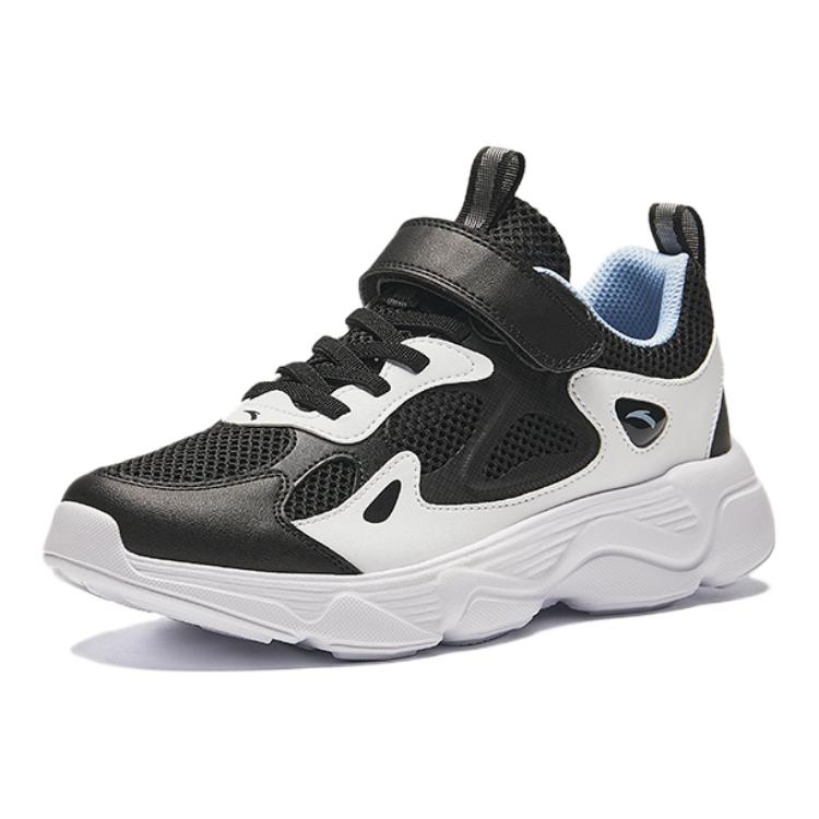 Anta Comfortable Versatile Shock Absorbing Breathable Low Top Casual Shoes Kids sneaker Black White 312438803-1