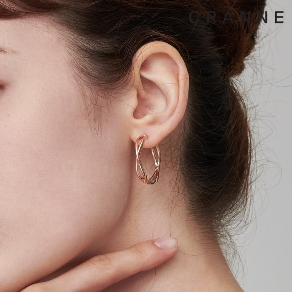 Ribbon Knot Cross Ring One-Touch Earrings C24EB317