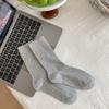 Multi-Color Solid Women's Knee-High Socks Cotton Double-Needle Sweat-Absorbent Socks