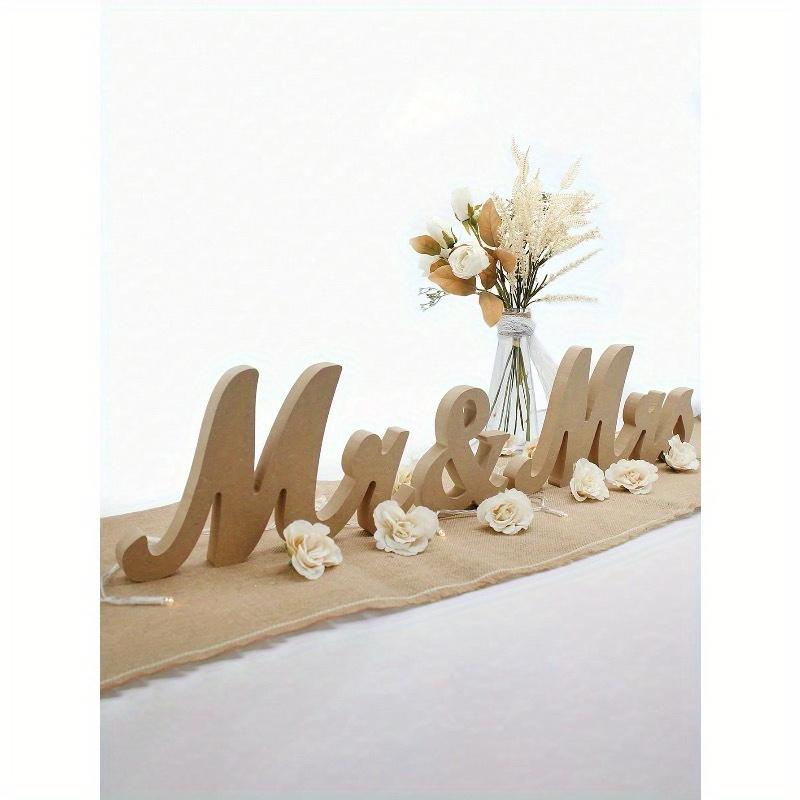 3 Stück/Set Weiße Holzbuchstaben Mr und Miss, Set, Mr & Mrs Schild für Hochzeitstisch, Partydekoration Haupttisch Hochzeit Holzbuchstabe