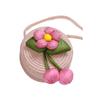 Girl Handmade Woven Straw Bag Summer Coin Purse Flower Storage Basket Zipper Photo Props Crossbody Handbag