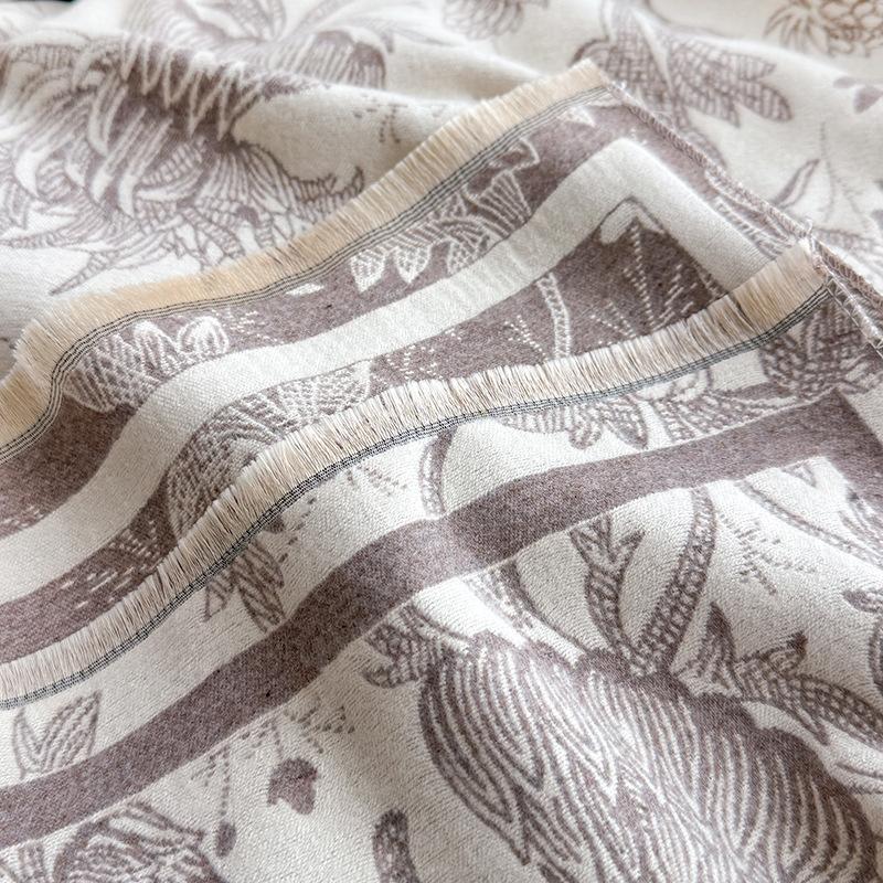 Versatile Printing Contrasting Colors, Double-sided Imitation Cashmere Scarf, Winter High-end Warm Shawl Women