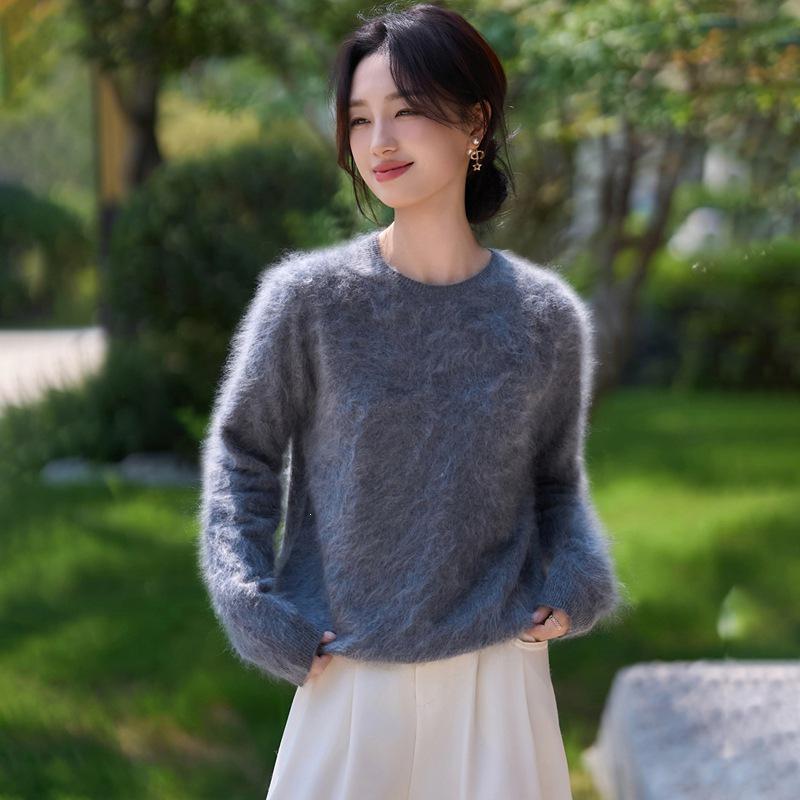 Women's Seamless Brushed Wool Cashmere Sweater - Ready-to-Wear Knitwear Base Layer