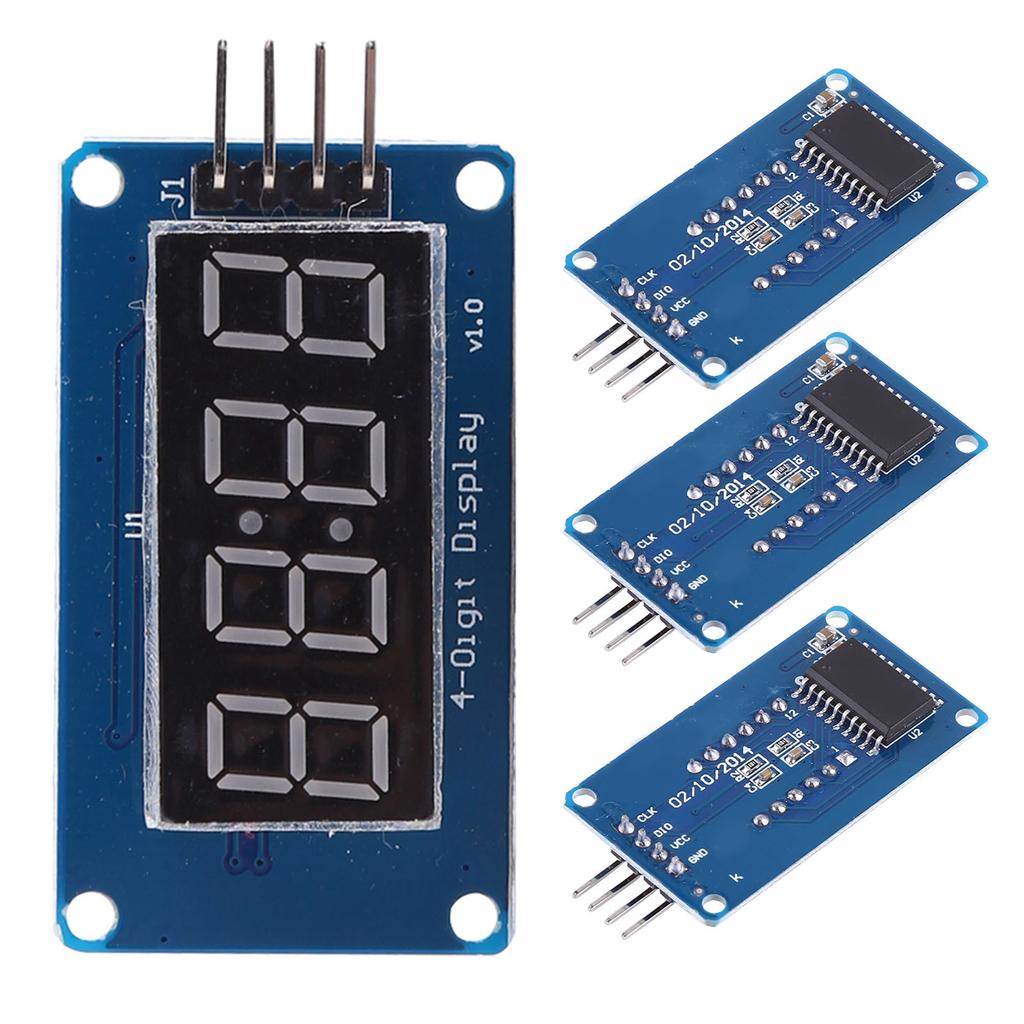 4Pcs 4 Digit Tube Display Module Red Adjustable Brightness LED Segment Support for TM1637 Drive Chip with Clock
