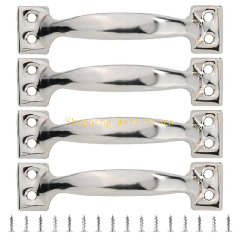 KX4B Set Of 4 Drawer Pulls for Kitchen Or Garage Cabinets Iron Barn Door Knob Handles