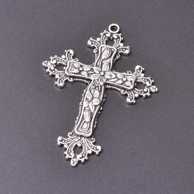 6pcs Religious Metal Retro Silver Color Cross Pendant Charms For Jewelry Making Bulk Christ Jesus Pendants DIY Necklace Earrings