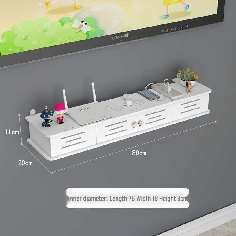 Wall-Mounted No-Drill WiFi Router and TV Set-Top Box Shelf for Living Room/Bedroom