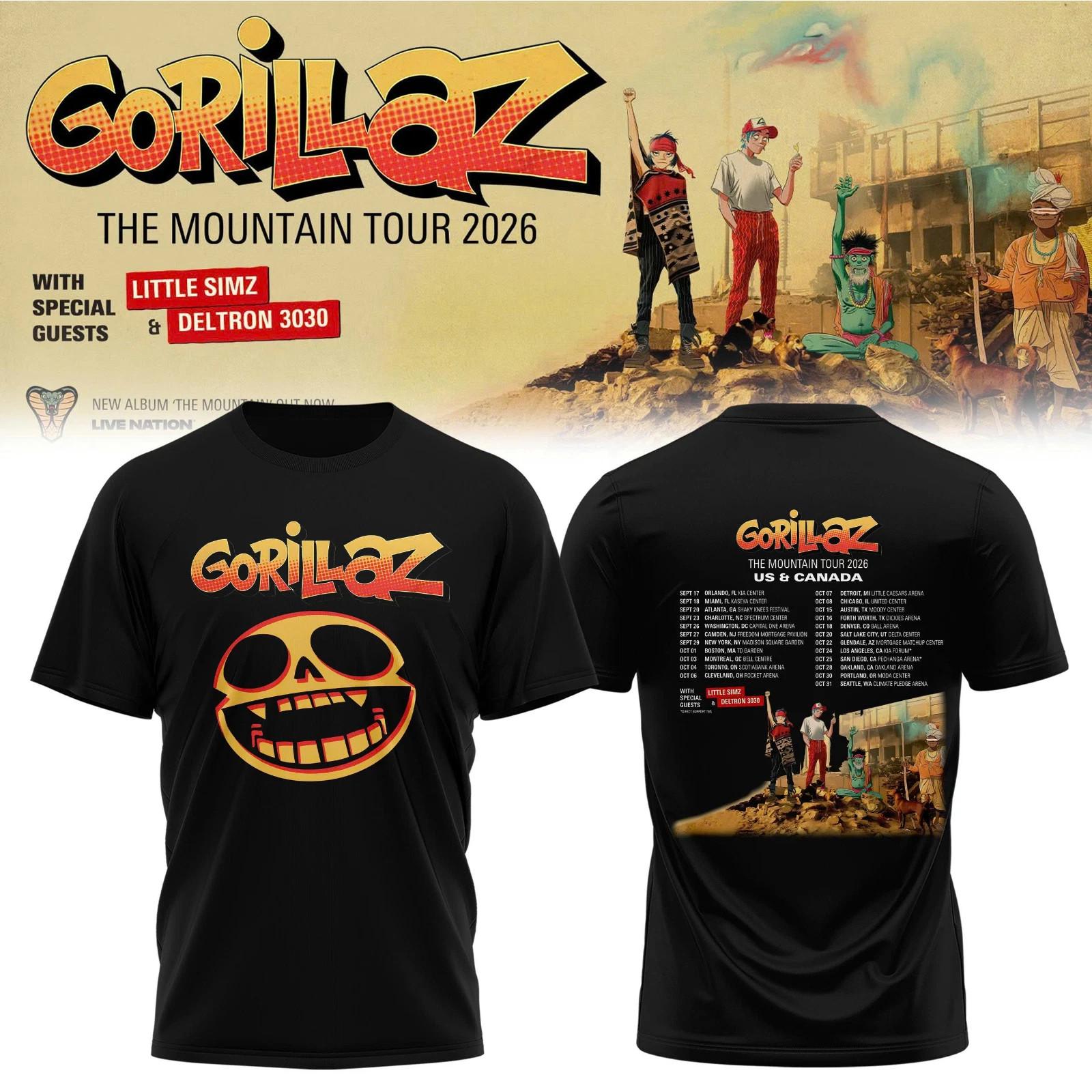 Gorillaz The Mountain Tour 2026 North America Edition All Over Print TShirt M