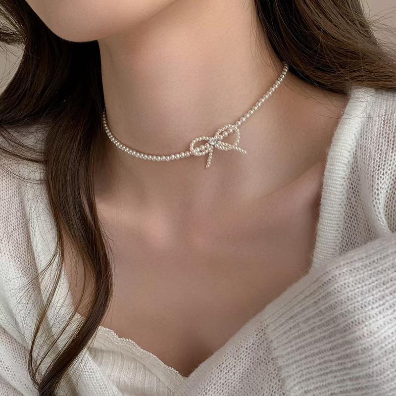 Shijia pearl necklace women's niche design sense fashion temperament collarbone chain neck chain sweater chain bead chain